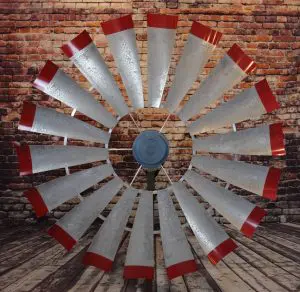 tarnished tin Red tips blue motor tarnished-tin-custom-finish-windmill-fan