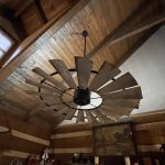 Up Lighting on Barn Metal Finish Windmill Fan